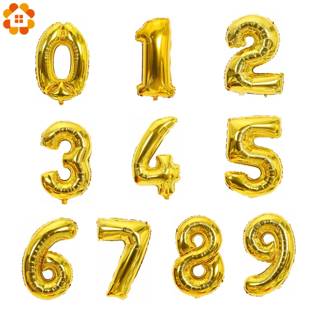 1 комплект 32 дюйма фигурки с золотым номером корона фольга воздушный шар надувные