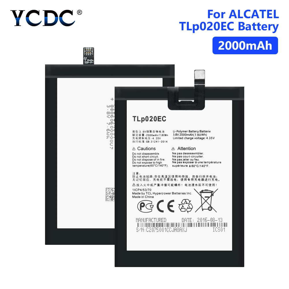 Аккумулятор TLp020EC для Alcatel One Touch литий-полимерный Мобильный телефон всплывающее