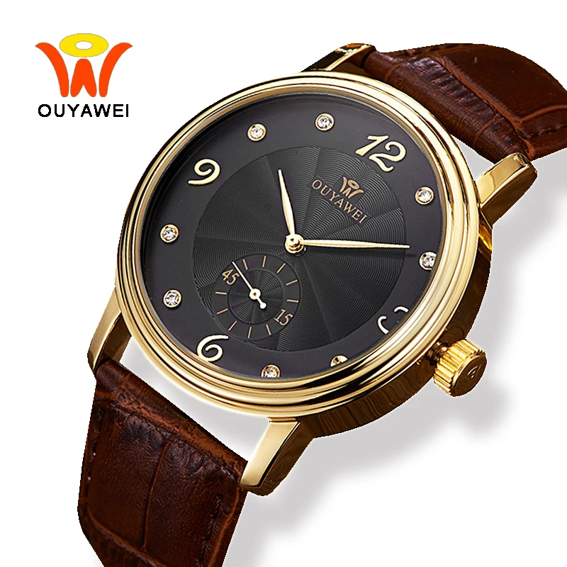 

Ouyawei Luxury Business Mechanical Automatic Watches Men Black 40MM Dial Mens Self Winding Leather Wrist Watch For Fashion Man