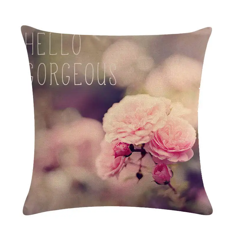 Современный стиль кантри розовый цветок тюльпан хлопковая наволочка для подушки