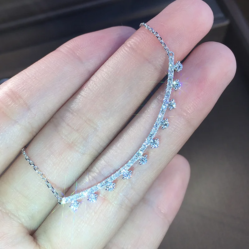 EDI роскошное ожерелье с подвеской в виде бриллианта Настоящее 14k белое золото