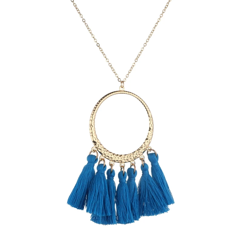 New Color LOVBEAFAS, модные ювелирные изделия, длинное ожерелье с кисточкой, женское золотое круглое богемное винтажное ожерелье с бахромой - Окраска металла: New Color
