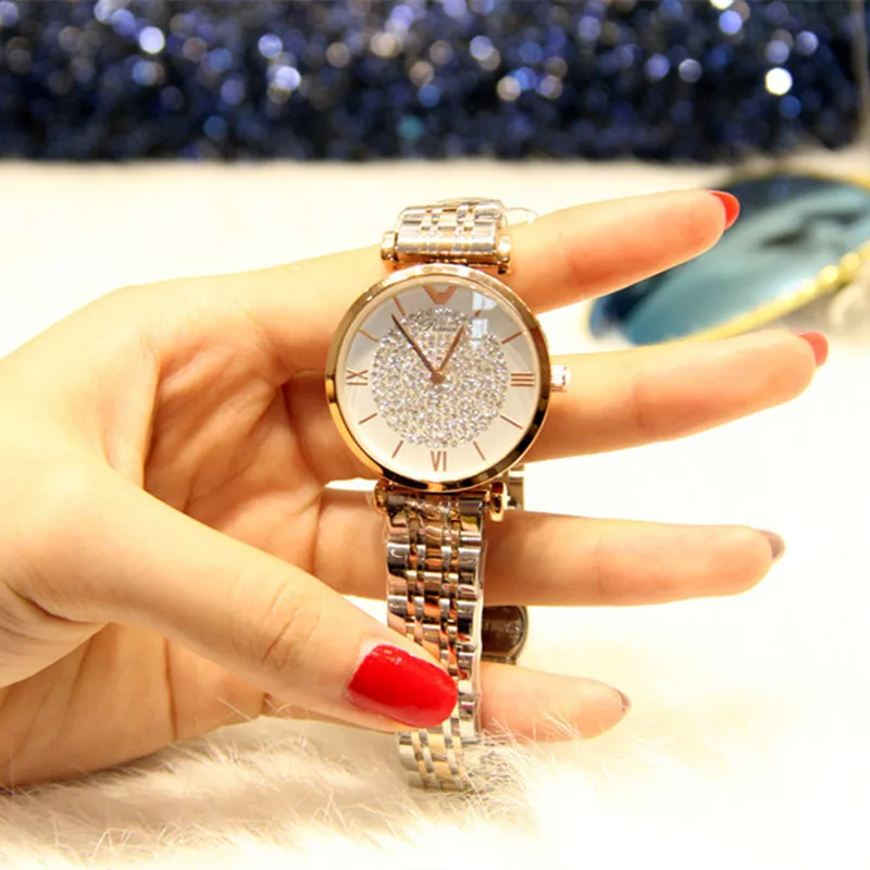 2018 Элитный бренд женские кварцевые часы Женское платье модные розово золотые