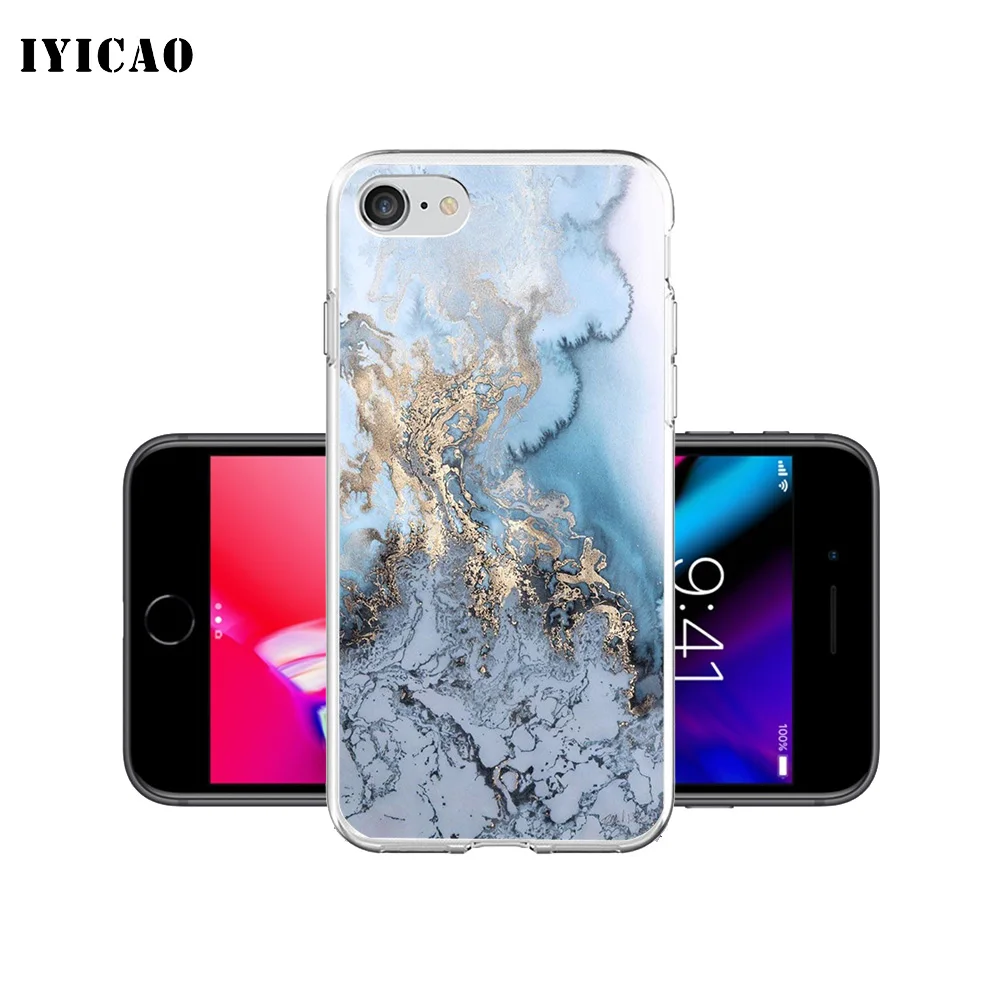 IYICAO золотой мраморный коллаж Модный мягкий силиконовый чехол для телефона iPhone X XR