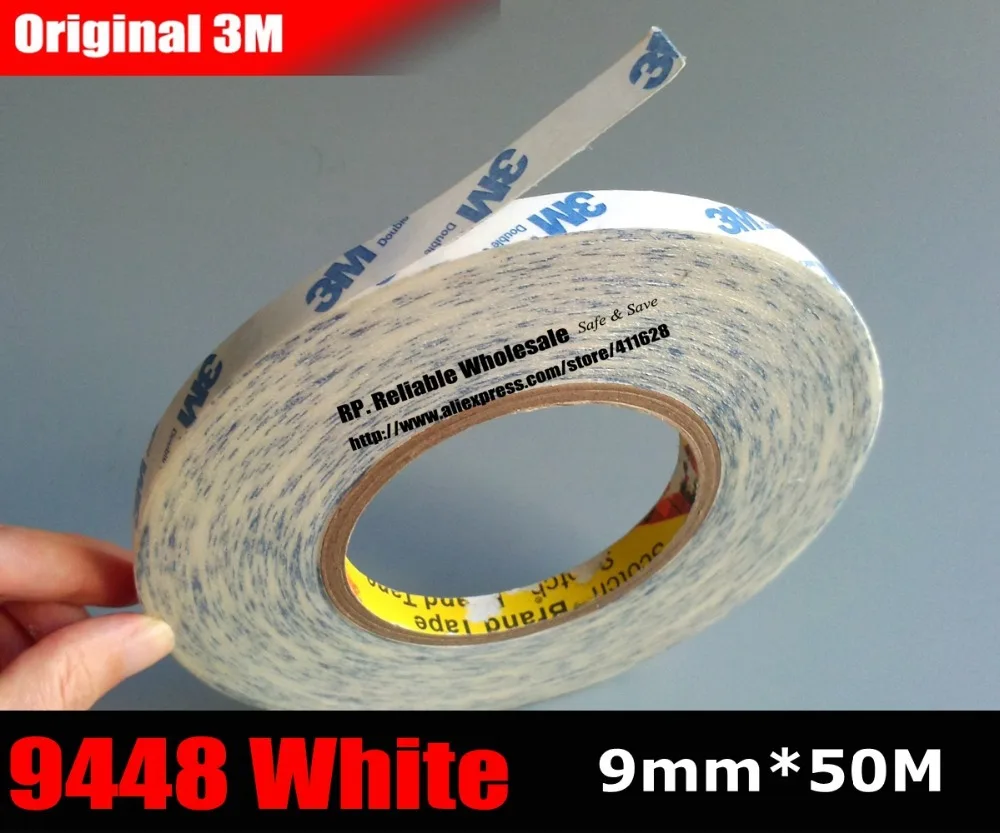

(9mm* 50M) 3M 9448A White Tissue Tape Double Sided Adhesive for iphone Android Phone Tablet PCB Cable Screen, Bezel Display Bond