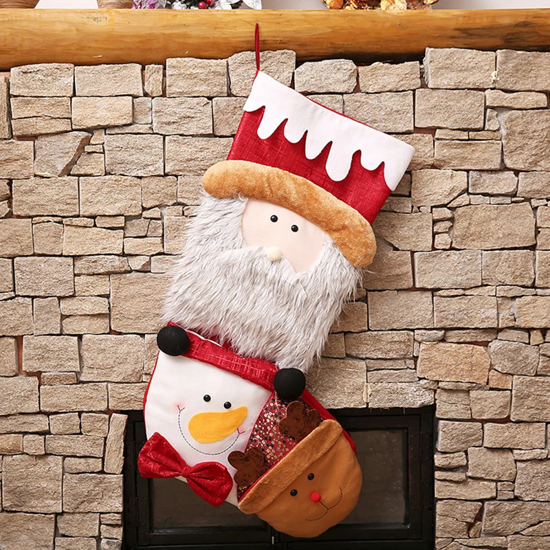 BUF Super Big Size Christmas Hanging Decoration Socks Santa Stocks Ornaments Crafts Gift Bags | Дом и сад