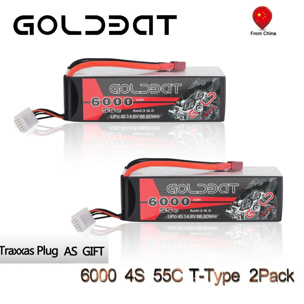 2 единицы GOLDBAT 6000mAh lipo батарея 4S RC автомобиль 55C LiPo 14 8 v с T XT60 Разъем для грузовик Heli