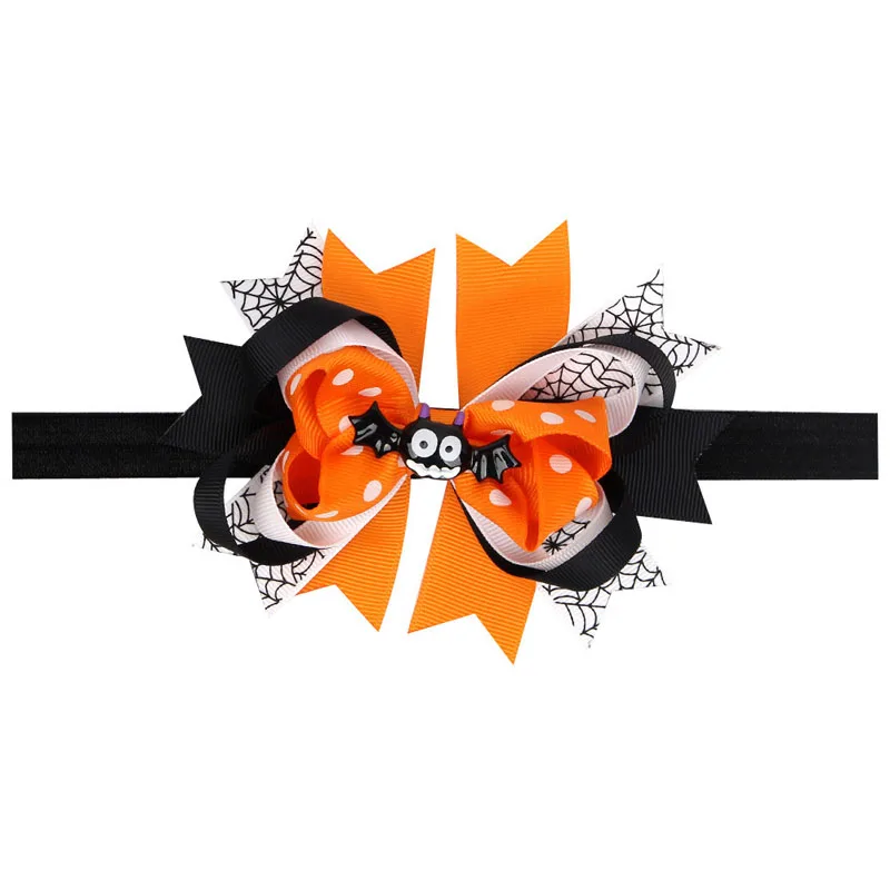 Halloween Elastic Band Baby Hair Accessories Cute Ribboen Bow Ghost Girls Headband Hallowas Bows | Детская одежда и обувь
