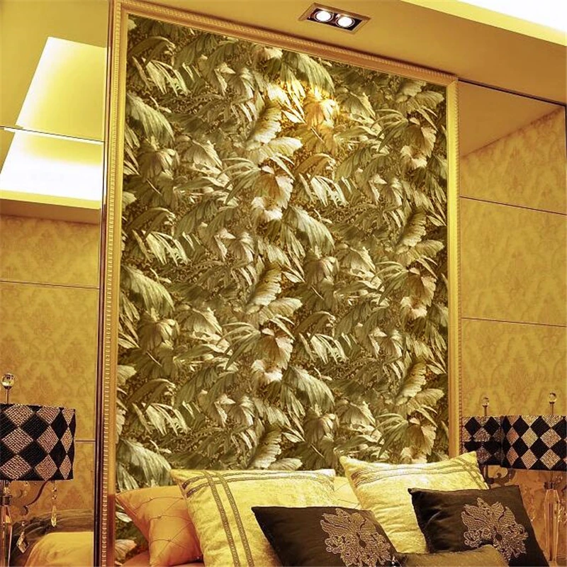 Wellyu европейские яркие золотые металлические Светоотражающие обои с растениями