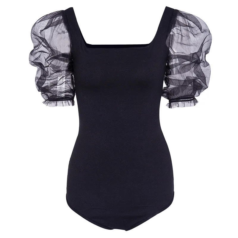 

Women Sexy Slim Bodysuit Lace Patchwork Short Sleeve Triangle Jumpsuit Shorts Bodysuit Hollow Playsuit Summer Sleepwear