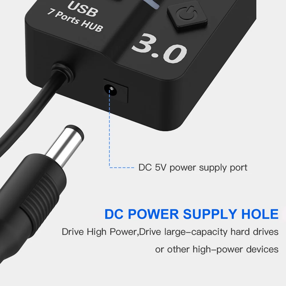 Разветвитель концентратора USB 3 0 с 7 портами и переключателями вкл./выкл.