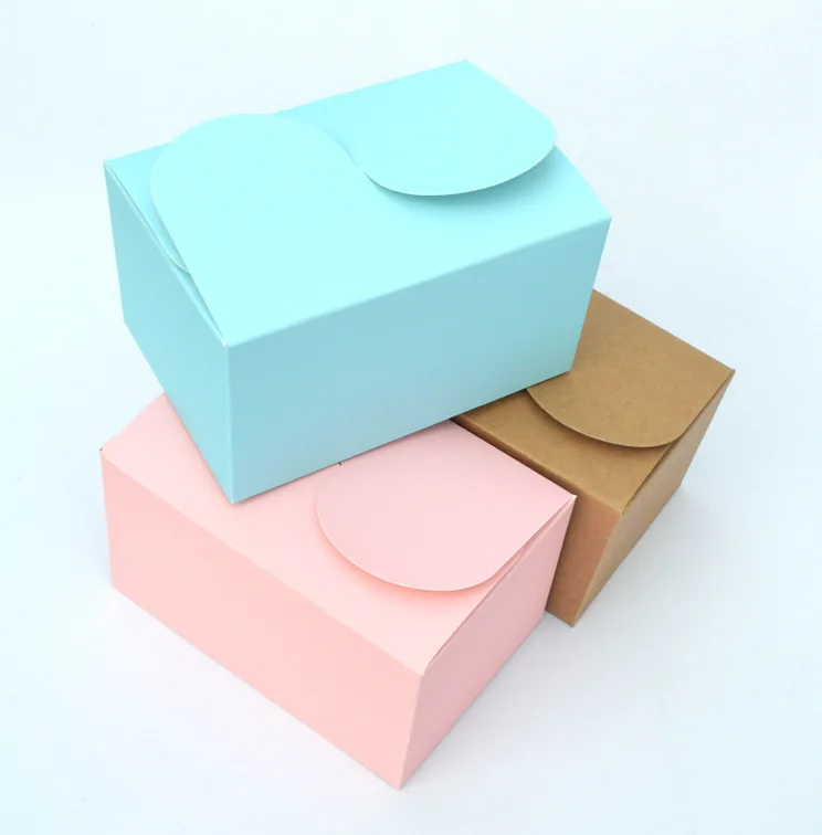 50pcs Blue pink And Light green Paperboard Butterfly Buckle Biscuit Packing Boxes,Cookie Gift Box,Package Pastry Cake Box