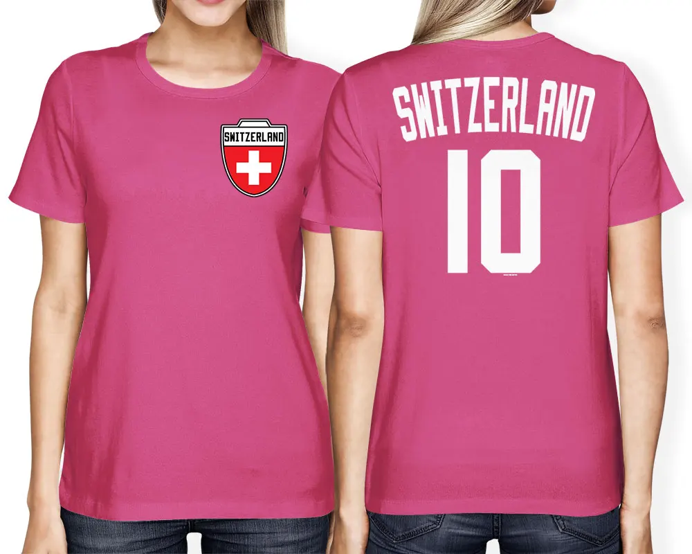 2019 Hot Sale Switzerland Soccers Footballer Crest Country Pride WoMen's T-Shirt Double Side Hoodies | Мужская одежда