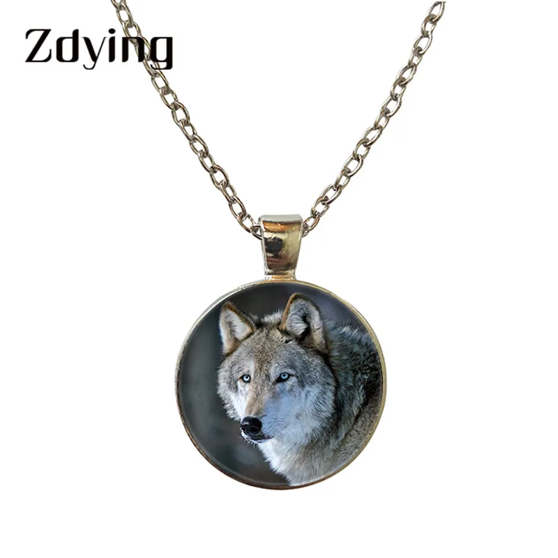 ZDYING Wild Wolf ожерелье подвесной стеклянный купол Подвеска в виде волка колье для