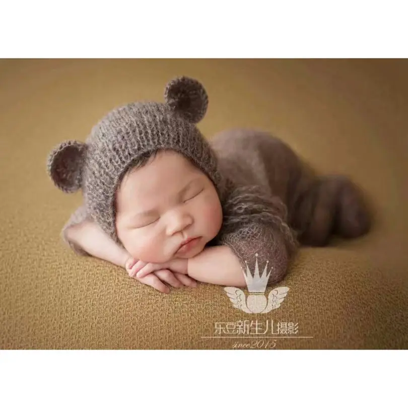 

Newborn knit romper Crochet Mohair Baby overall outfit Onesie Photography props Footed clothes