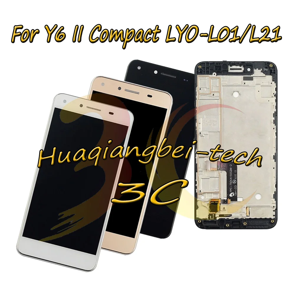

5.0'' New For Huawei Y6 II Compact LYO-L01 LYO-L21 Full LCD DIsplay + Touch Screen Digitizer Assembly With Frame 100% Tested