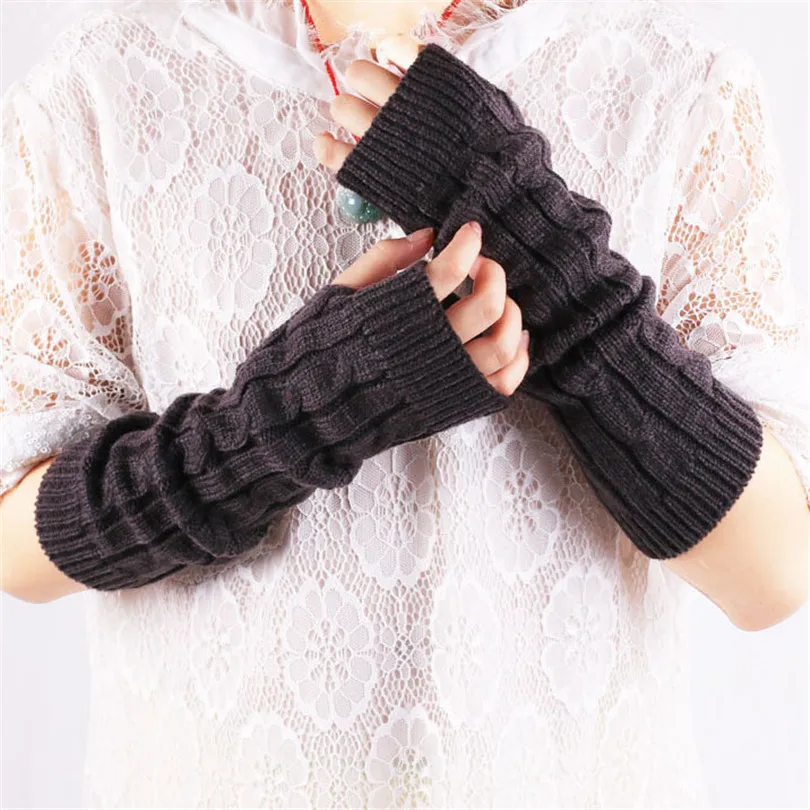 

CHSDCSI Unisex Arm Warmers Cotton Mittens Women Glove Winter Female Lady Solid Warmer Fingerless Long Sleeve