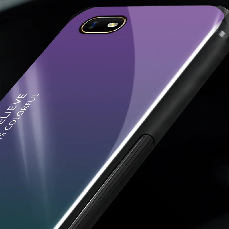 Phone Case for OPPO Realme C2 Gradient Tempered Glass Shockproof Soft Silicone Frame Back Cover A1K 4 case Fundas |