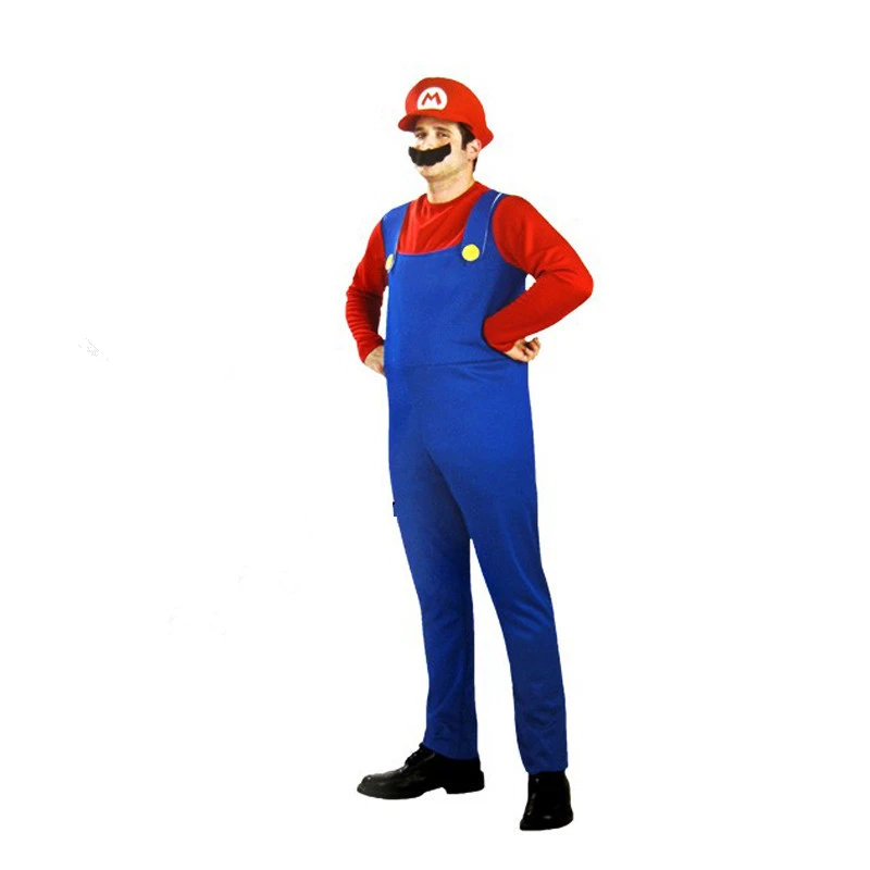 Red Adult Новогодний костюм Супер Марио для косплея, Детский семейный костюм Funy Luigi Bros Plumber Purim, нарядное платье, рождественские вечерние костюмы - Цвет: Red Adult