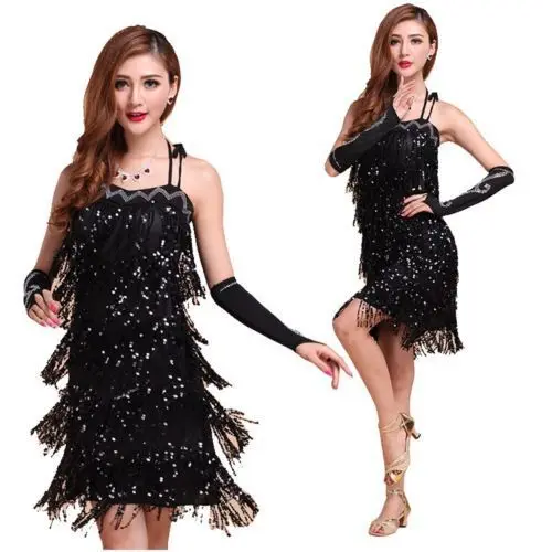 

NEW SEXY Professional 2018 Latin Dance Costumes Evening Dresses Party Tassel Sequins Fringed Flapper Ladies Vestidos Nightclub