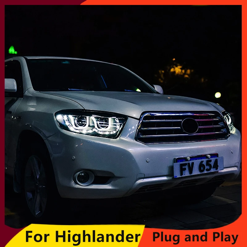 

KOWELL Car Styling for Toyota Highlander Headlights 2009 2010 2011 New Kluger LED Headlight drl Lens Double Beam H7 HID Xenon