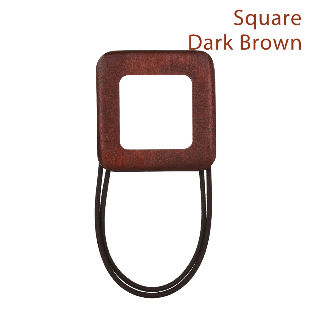 dark brown square 1 шт. корейские модные резиновые эластичные резинки для волос Геометрическая круглая овальная винтажная деревянная веревка для волос женские аксессуары для волос - Цвет: dark brown square