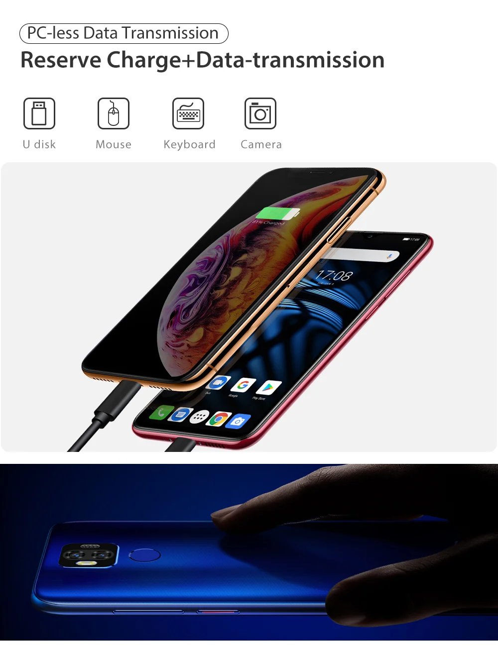 Ulefone Power 6 4GB 64GB Android 9.0 Cell Phone Face ID Fingerprint Unlock 6350mAh Battery 6.3'' Dual 4G NFC OTG Smartphone