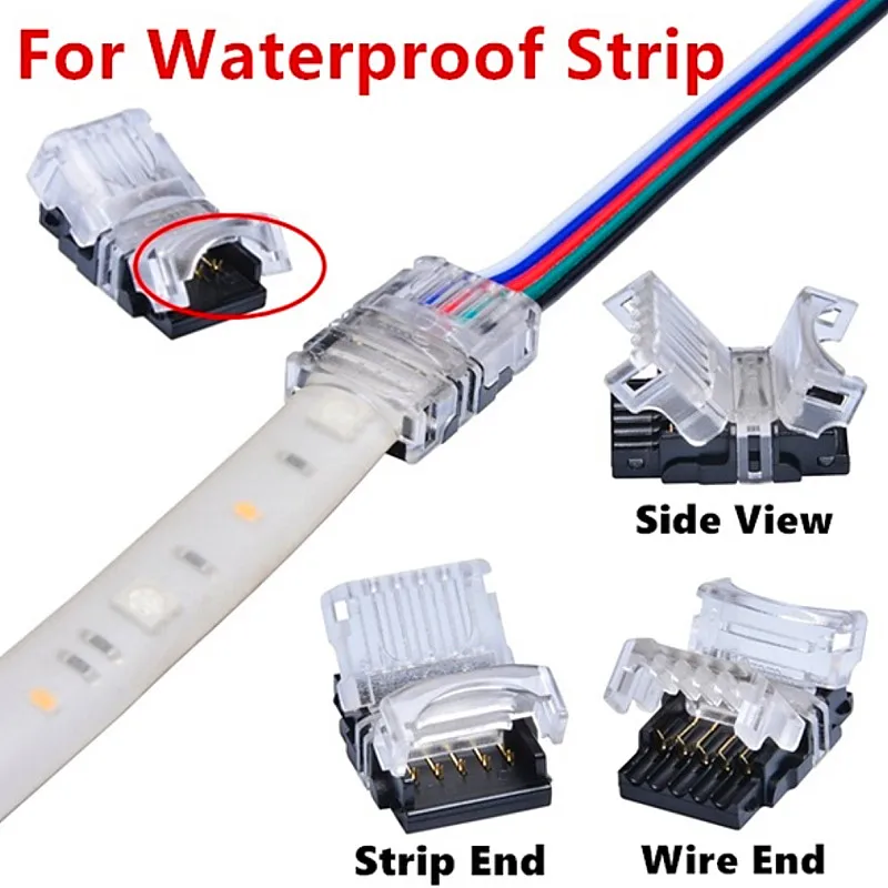 5 шт. 2pin один цвет 4Pin RGB 5Pin RGBW 8 мм 10 мм 12 мм светодиодные ленты для провода разъем не водонепроницаемый IP20 IP65 водонепроницаемый