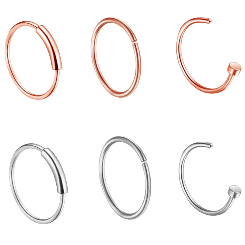 Новинка кольца гвоздики для ноздрей из нержавеющей стали клипсы носа/уха/губ