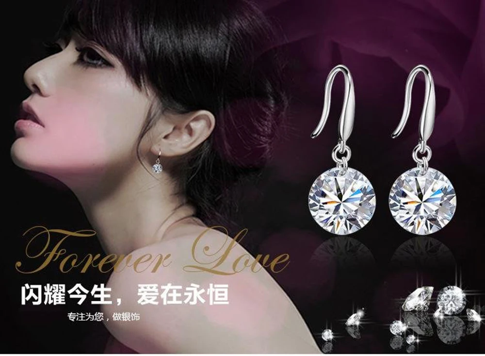 AAA crystal earrings 925 string silver drop Good Quality Best Gift Free Shiping | Украшения и аксессуары