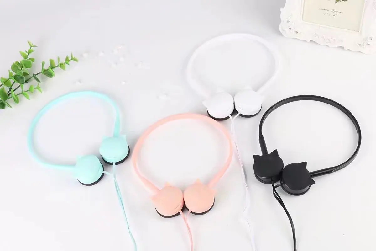 Cat ear headphones cartoon mobile phone headset cute children's for universal | Электроника
