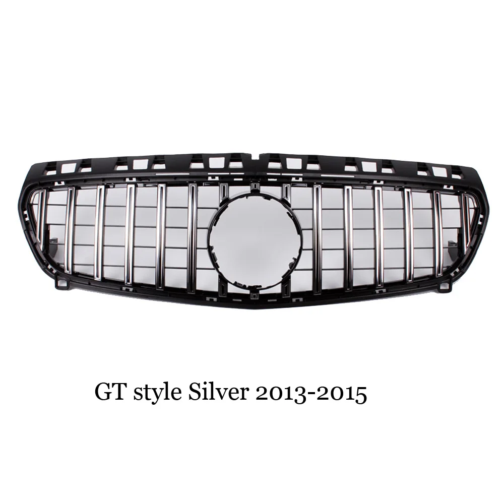 GT Silver 2013-15 Front Grille GTR GT Grill Diamond AMG Style For Mercedes Benz A-Class W176 A180 A200 A260 A45 Car Styling Front Hood Mesh - Цвет: GT Silver 2013-15