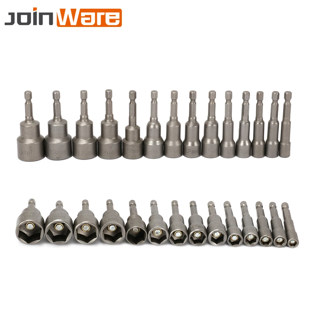 

14Pcs 6-19mm Power Nut Driver Drill Bit 1/4" Hex Shank Metric Socket Wrench Screw Hand Tool