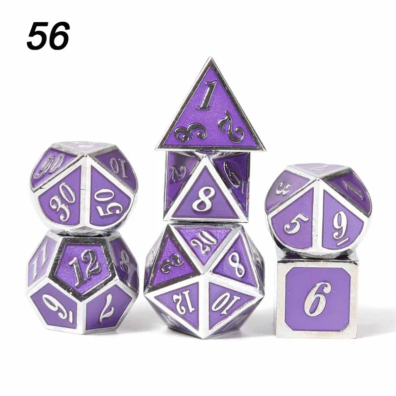 56 Chengshuo игральные кости DND Металл РГП набор многогранных подземелья Дракон d20 10 6 8 12 синий настольные игры цинковый сплав зеленый цифровой рисунок кости - Цвет: 56