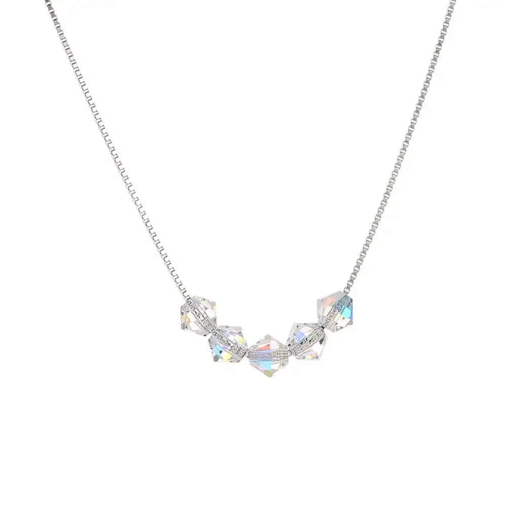Crystal AB LEKANI, новинка, цветные Подвески из бисера и кристаллов Swarovski, ожерелья, настоящее Серебро S925 пробы, цепочки, воротники для женщин, ювелирные изделия на каждый день - Цвет камня: Crystal AB