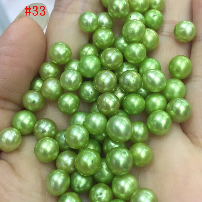 20 Pcs 7-8mm Bright Green Natural Love Wish Pearl Party Gift Oyster Round Loose Colored Pearls
