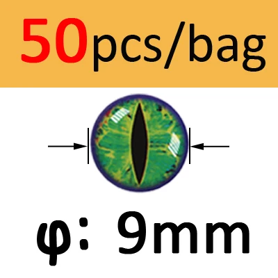 Green 9mm 50pcs ICERIO 50 шт. 3D 4D голографические глаза рыб Глаз Дракона для завязывания мушек стримеры Baitfish деревянные пластиковые приманки - Цвет: Green 9mm 50pcs