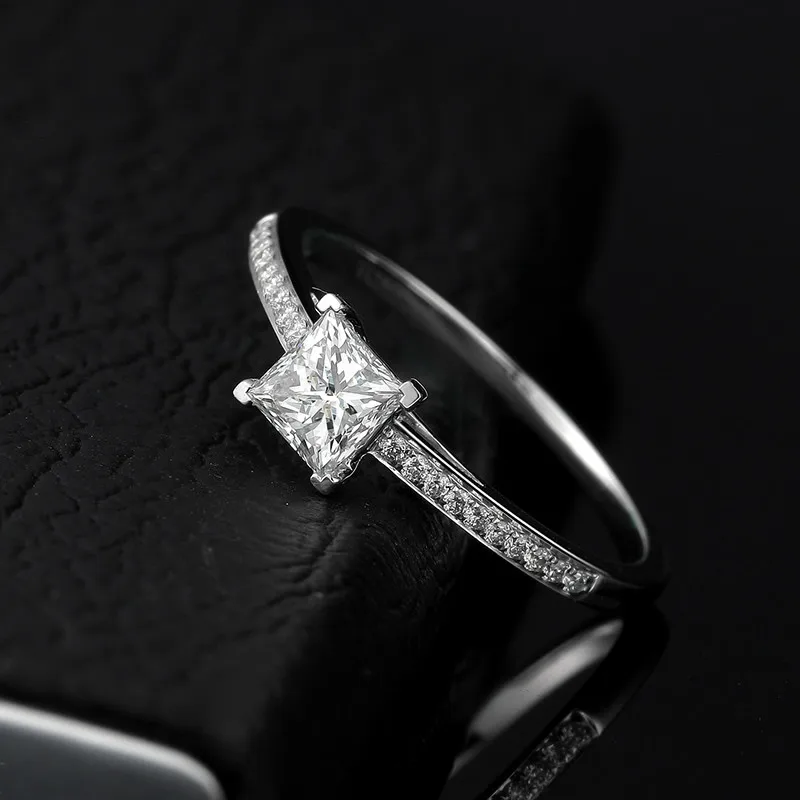 ANI 18 K Белое Золото(AU750) обручальное кольцо подлинное 0,4 CT Принцесса Cut Сертифицированный I/SI АЛМАЗ Anillos 1 ряд дрель дизайн ювелирные изделия