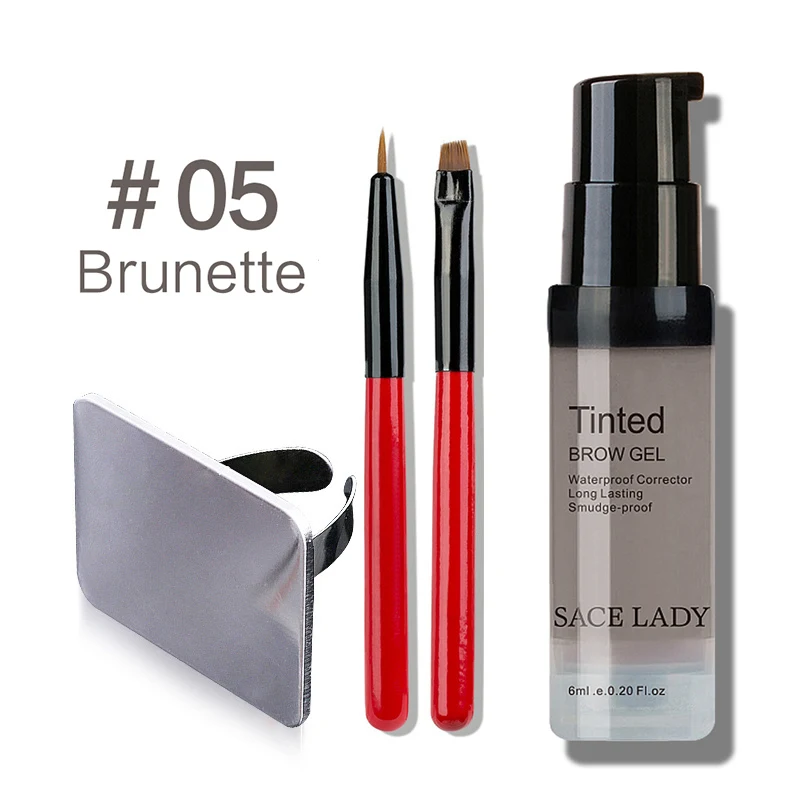 05 Brunette Set SACE LADY водонепроницаемые тени для бровей, хна усилитель макияжа, набор тентов набор кистей для бровей, гель- крем для бровей, набор для макияжа, инструмент для краски, восковая косметика - Цвет: 05 Brunette Set
