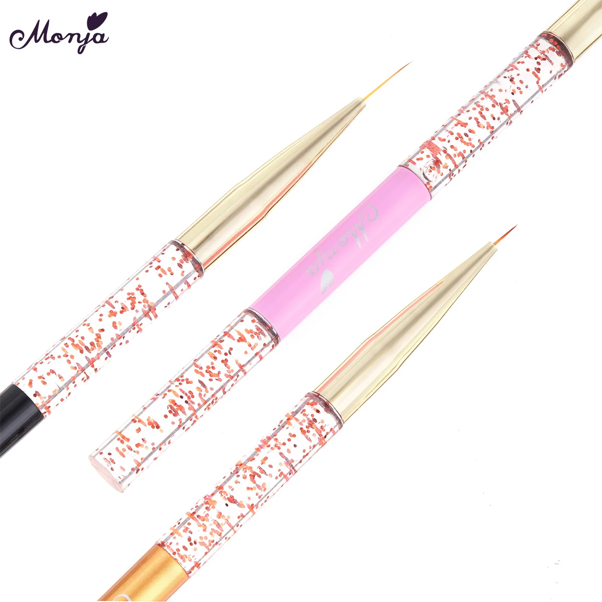 Monja 7/9/11 мм Nail Art французский линии полоски рисования Лайнер Кисть с ручкой для маникюра инструмент