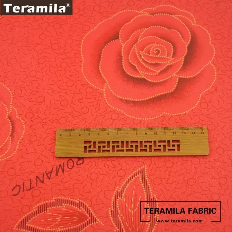 Хлопок teramila ткань шитье Лоскутная печатная роза цветочный дизайн красная