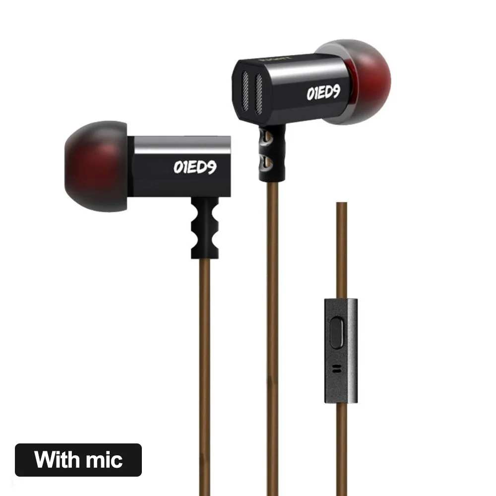 with mic Оригинальные KZ ED9 наушники HD стерео с микрофоном наушники 3,5 мм гарнитура с проводным управлением наушники шумоподавление KZ наушник для телефона - Цвет: with mic