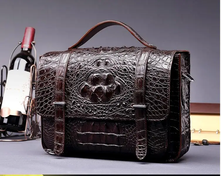 Tailand Import 100% Genuine/Real Crocodile Skin Men Briefcase Laptop Bag Top Handbag Black/Brown/Coffee