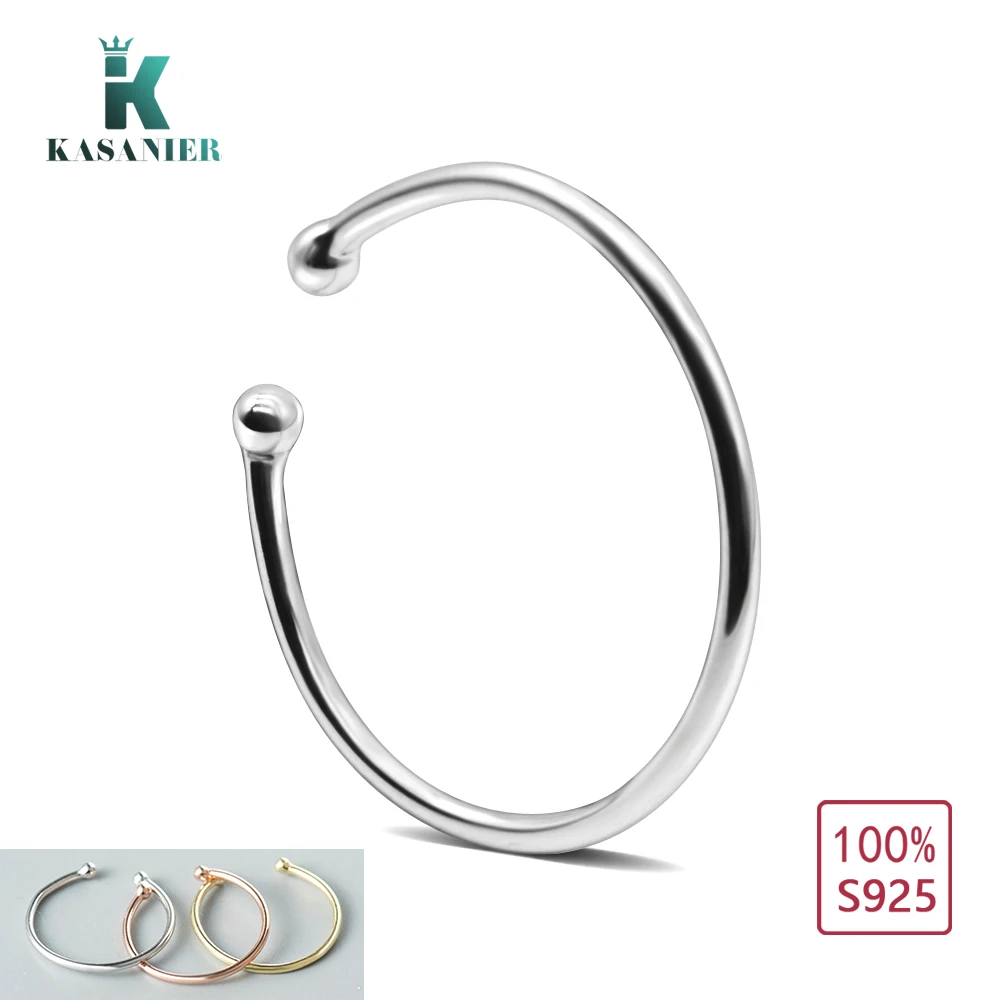 KASANIER 100% Стерлинговое Серебро 925 пробы круглое открытое регулируемое кольцо с
