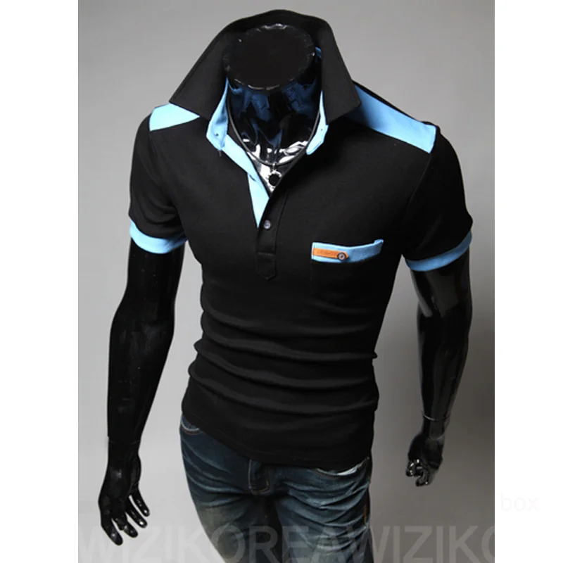 Мужская Облегающая рубашка-поло привлекательная составного кроя с короткими