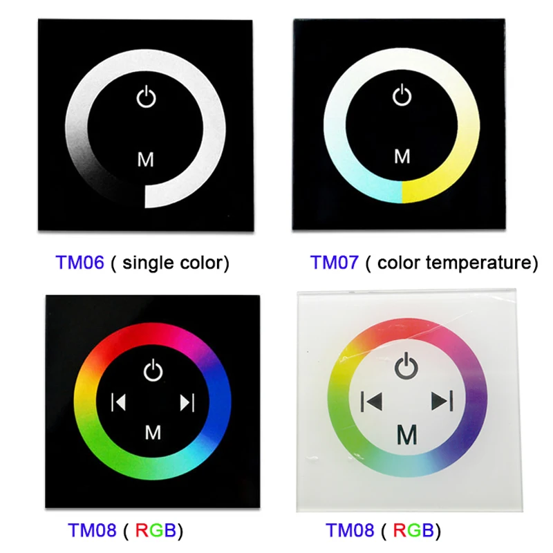TM06 TM07 TM08 DC12V 24V настенный Одноцветный/CT/RGB светодиодный контроллер сенсорной