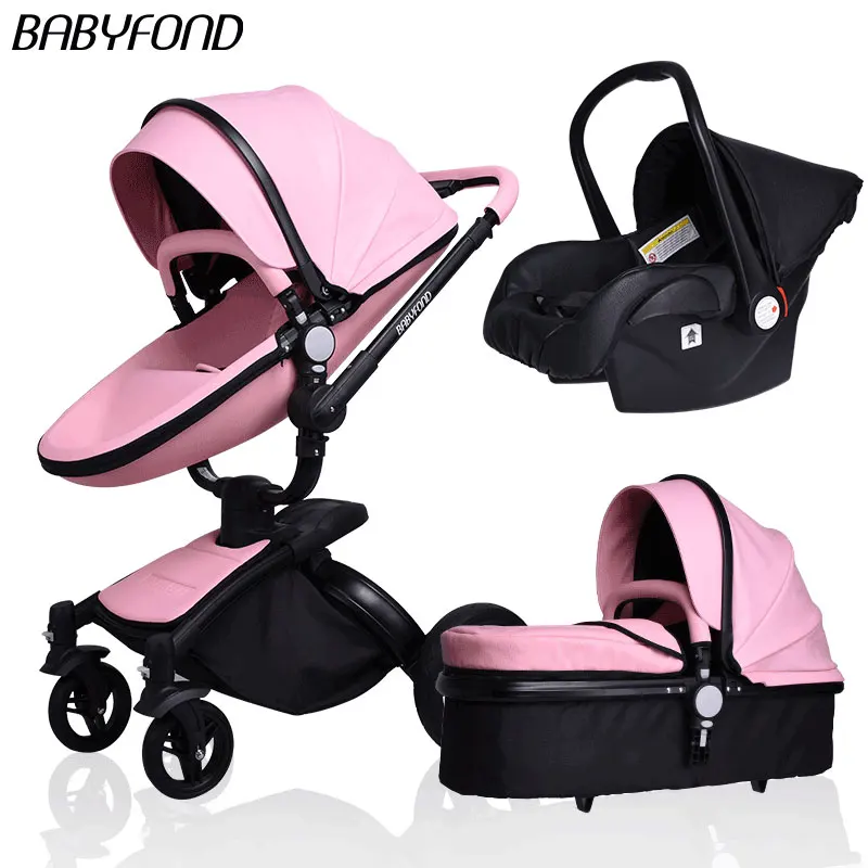 25 долл. США Купоны! Babyfond детская коляска 360 градусов вращающийся Детские Коляски Марка 2 в 1 Детские коляски 3 в 1 Кожа перевозки алюминия - Цвет: D