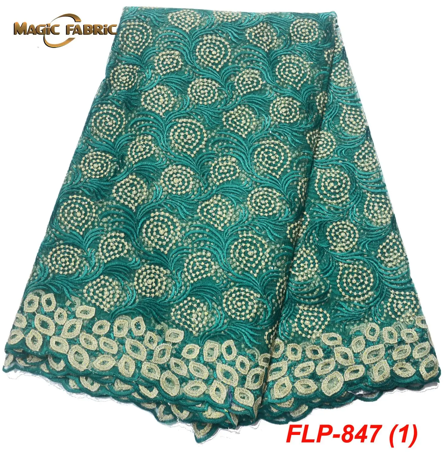 2019 Последняя вышитая нигерийская кружевная ткань Тюль Кружевная ткань африканская белая для свадебного платья FLP-847.