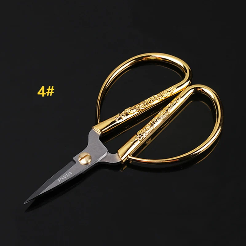 Горячие ножницы из нержавеющей стали резной золотой тон дракон для рукоделия