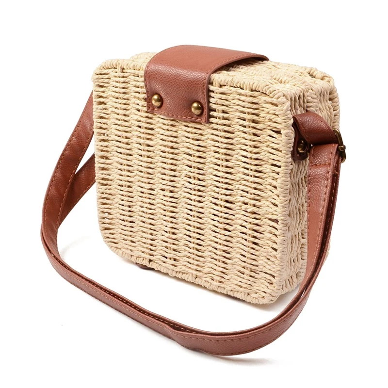 Женские сумки Мини женские мессенджеры кожаная квадратная Соломенная женская